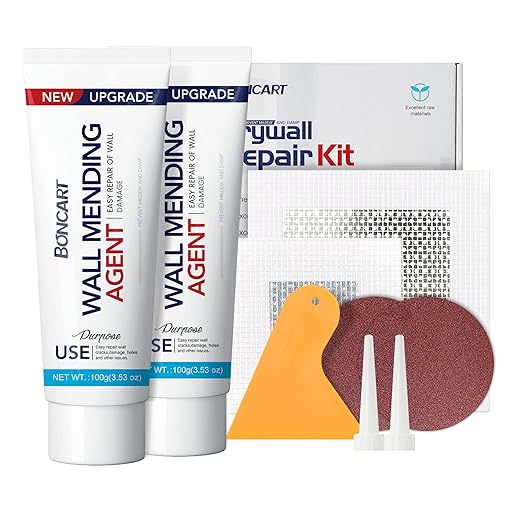 BONCART Spackle Wall Repair Kit, Drywall Repair Patch Kit with Tools | Includes Scraper, Sandpaper, And Aluminum Patches. For Nail Holes and Cracks
