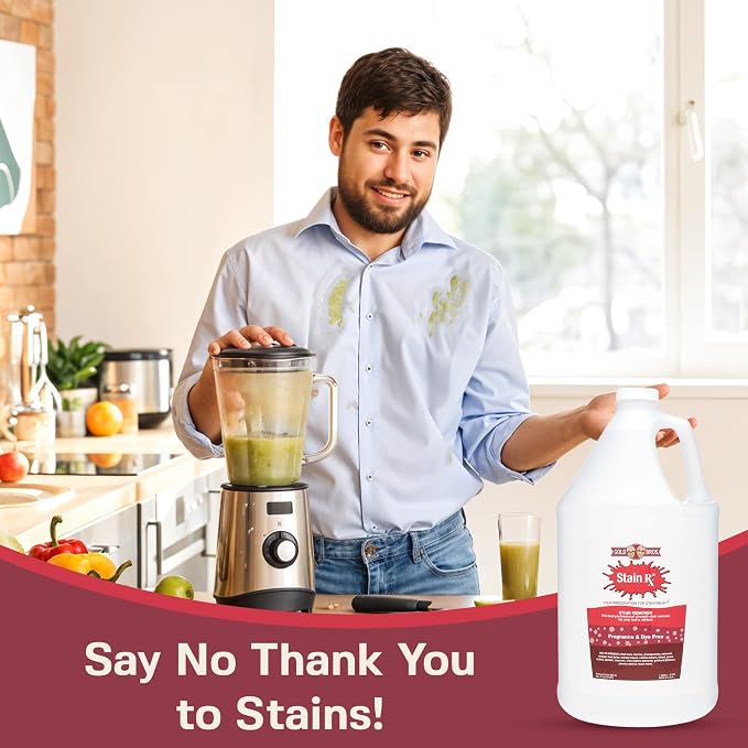 Stain Remover, Effectively Eliminates Stains, 1 Gallon | Wine, Berries & Blood Colorfast Fabrics, Carpets, Upholstery & Jewelry, Fragrance Bleach & Dye-Free, Peroxides & Phosphates
