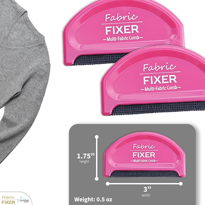 Multi-Fabric Depilling Comb for Sweater Pills and Fuzz (2-Pack Pink) Manual Fabric Defuzzer Wool Lint Shaver Comb Scraper for Clothing, Fleece, Furniture, Sheets and Other Fabrics