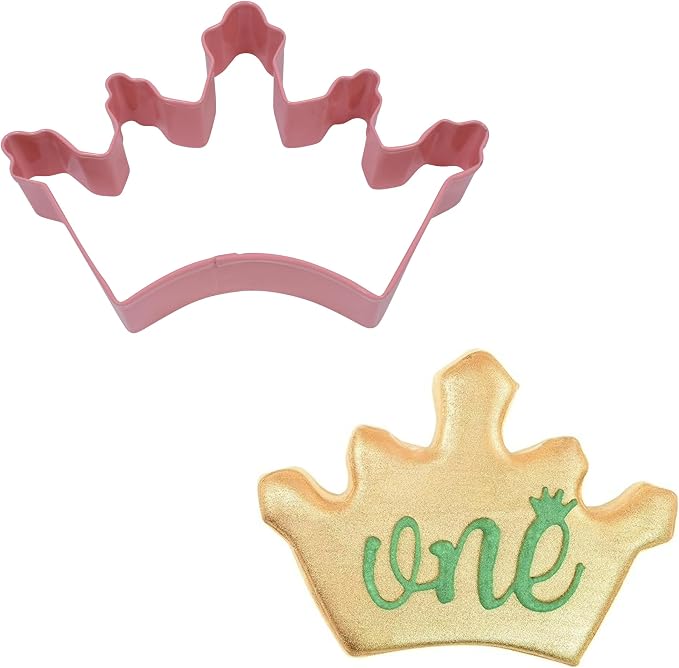 Crown Cookie Cutter 5 Inch Pink Coated