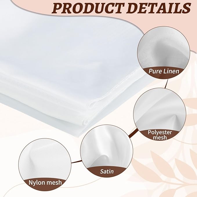 HunnmingRe 4 Types Pressing Cloth for Ironing, Include Linen, Nylon, Satin, Nylon Mesh Cloth Fabrics, 4 Types of Different Fabric Pressing Cloths for Clothes Protect (Medium)