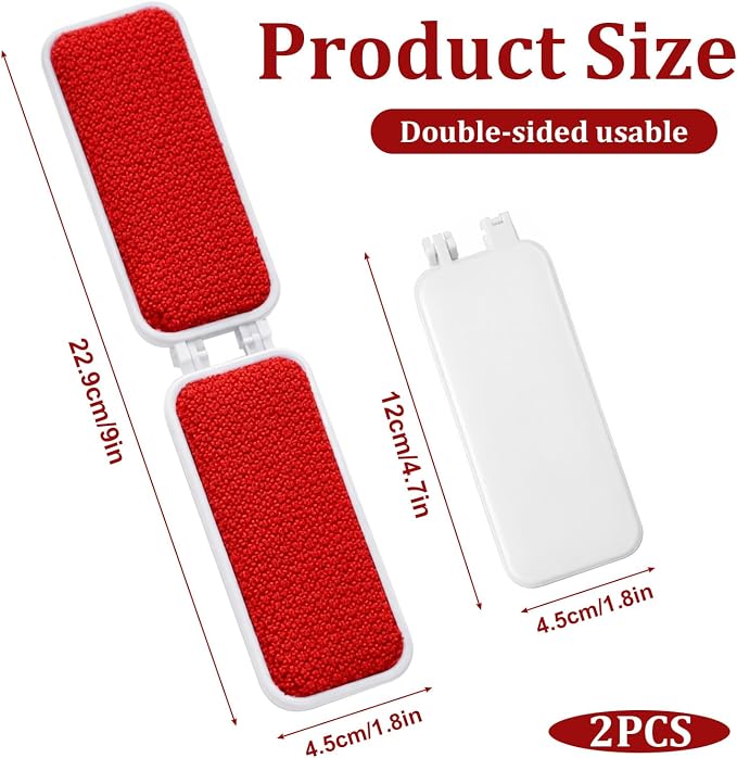 2 PCS Travel Lint Brush for Clothes, Foldable Lint Brush, Reusable Mini Lint-Brushes for Furniture, Pet Hair, Fabric Fluff