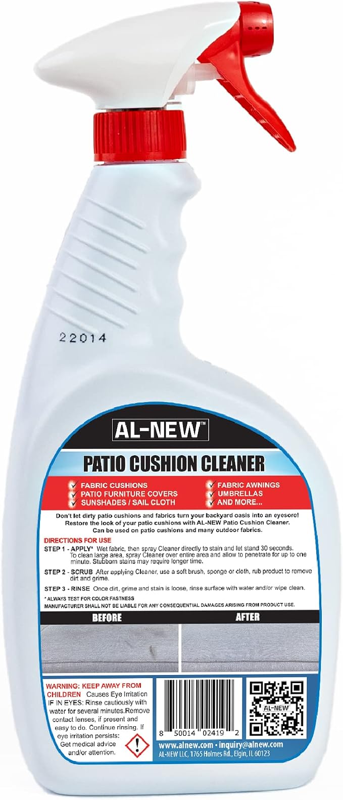 AL-NEW Patio Cushion Cleaner | Safe For Use On Outdoor Fabrics Such As Patio Cushions, Awnings, Furniture Covers, and more (32 Ounce)