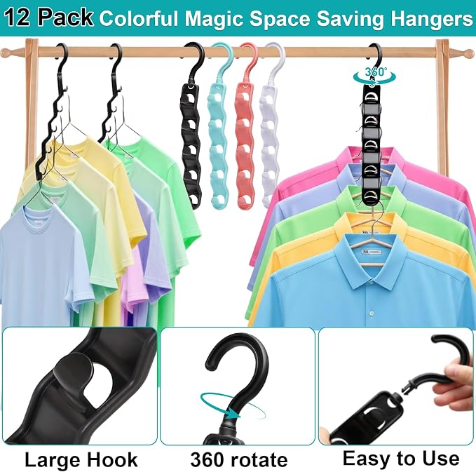 Closet Organizers and Storage,Upgraded Organization and Storage Clothes Hanger,8 Pack College Dorm Room Essentials,Sturdy Closet Organizer Home Essentials Space Saving Hangers for Thick Clothe