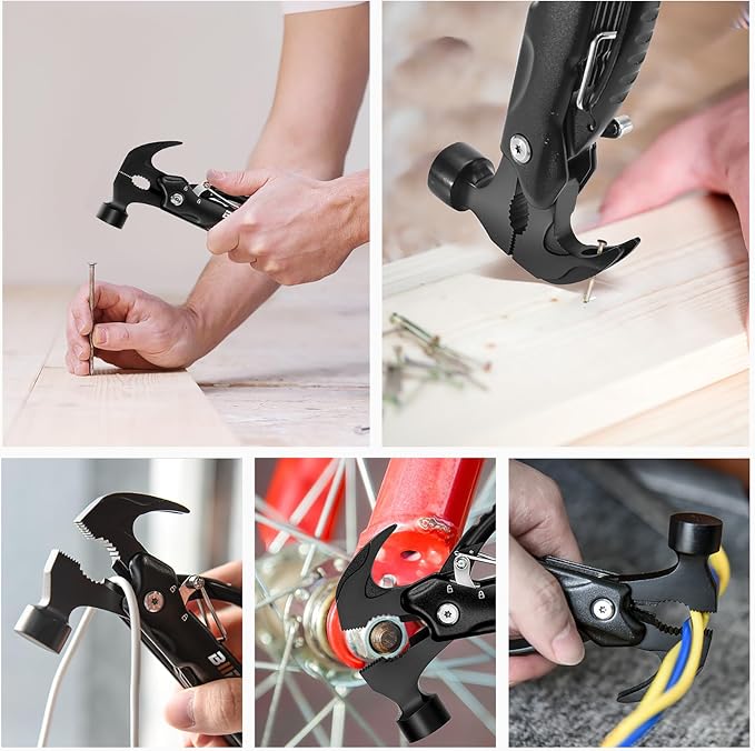 BIIB Gifts for Men, 13 in 1 Hammer Multitool, Birthday Gifts for Men Dad | Christmas Gift for Mens Stocking Stuffers for Adult, Mens Gift for Dad Him, Camping Essentials Survival Gear Tool Gadgets