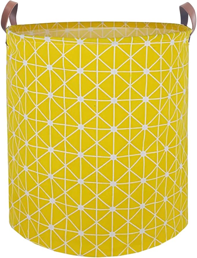 Waterproof Laundry Hamper Collapsible Laundry Basket Leather Handle Laundry Bag Large Clothes Storage Toy Organization for Bathroom Bedroom Laundryroom College Dorms (Nursery Bins Boxes-002)