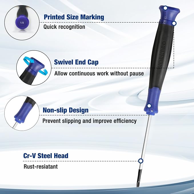 WORKPRO 10-Piece Precision Screwdriver Set with Pouch | Magnetic Small Screwdrivers with Phillips, Slotted, Torx Star, Mini Screwdriver for Eyeglass, Watch, Computer, Laptop, Phone