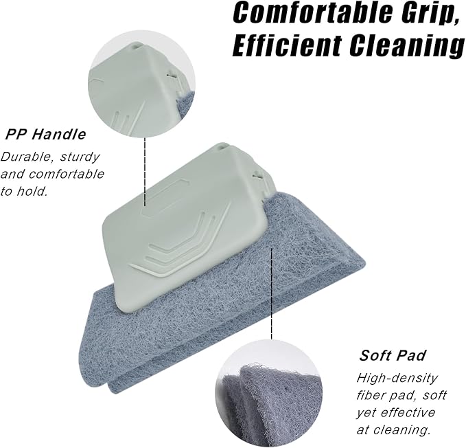 Magic Window Track Cleaner, Hand-held Cleaning Brush Tools Set for Window Slides Grooves, Sliding Door Track, Tile Grout Lines, Shutter Slats, Car Vents, Small Spaces Clean (Grey)