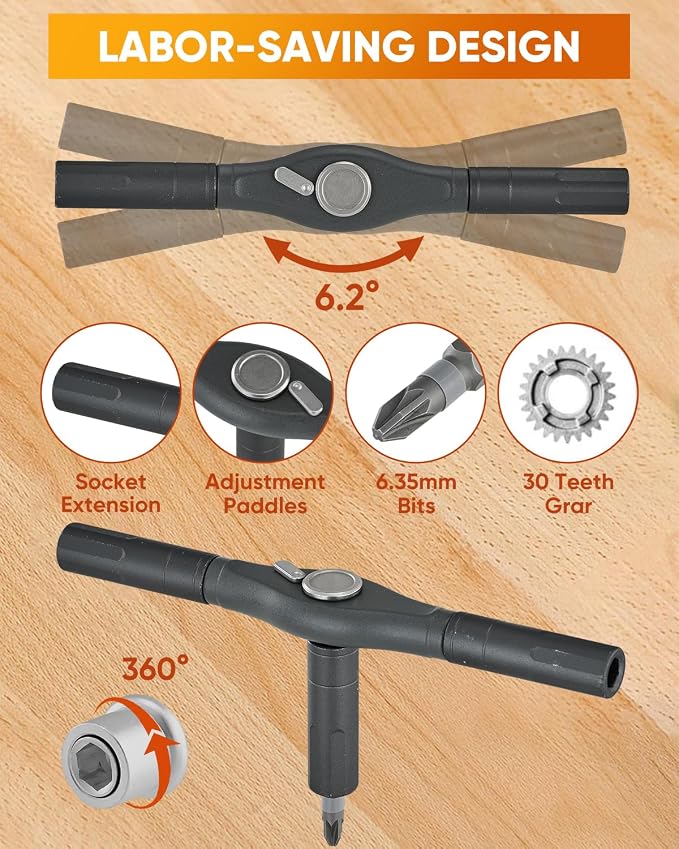 Saker 66 in 1 Magnetic Screwdriver Set Portable Multi Bit Ratcheting Kit with Detachable Handle for Dad Gifts Home Electronics, Computer, Furniture, Bike, DIY