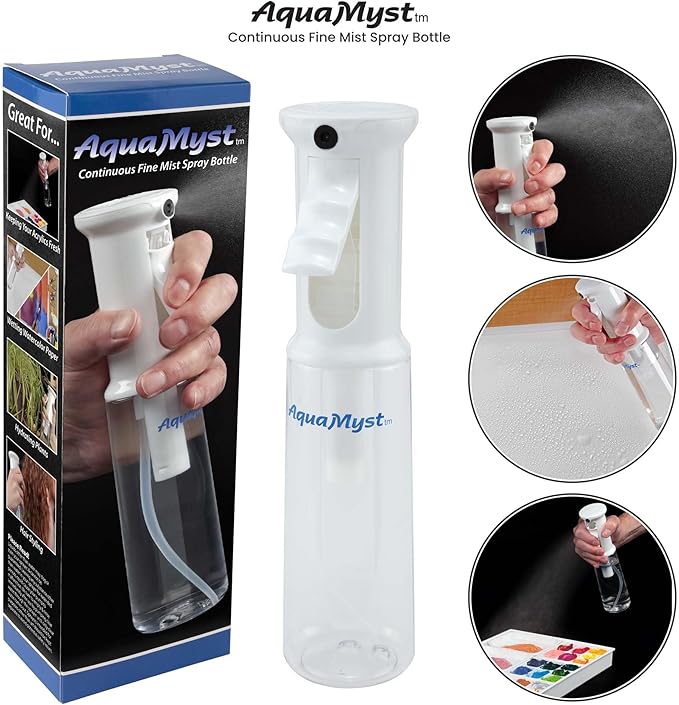 Creative Mark AquaMyst 300 ml Continuous Mist Spray Bottle - Ergonomic Plant Mister - Water Mister Spray Bottle w/Pre-Compression Technology, Drip-Free 0.3 mm Nozzle, Clear 10.14 oz Bottle