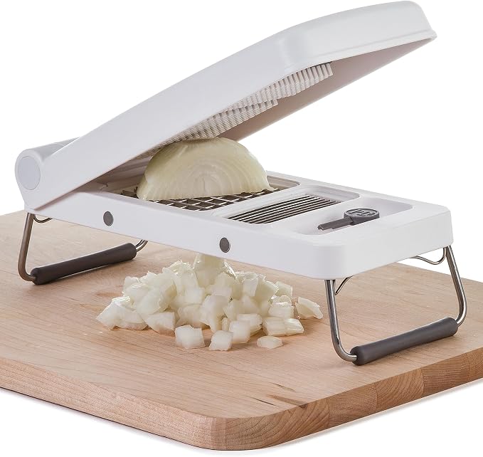 PL8 Professional Chopper, White - Multi-Functional Vegetable Chopper, Dicer, and Mincer with Sturdy Stainless Steel Frame, Perfect for Onions, Tomatoes, and More