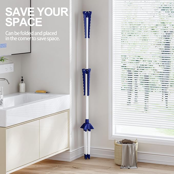 APEXCHASER Clothes Drying Rack, 2-Tier 48 Hangers Foldable Blue | 2-Tier Design, 6 Rotatable Arms, 48 Hangers, 4-Leg Stable Base, Foldable, For Indoor Outdoor, RV Travel & Beach Use
