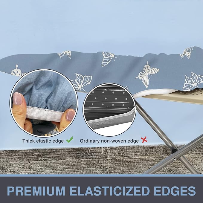 VividPaw Ironing Board Cover and Pad 18x49, Extra Wide, Thick Padding, Elastic Edge, Silicone Coated, Resist Scorching, Heavy Duty Iron Board Covers (Butterfly, 18" x 49")
