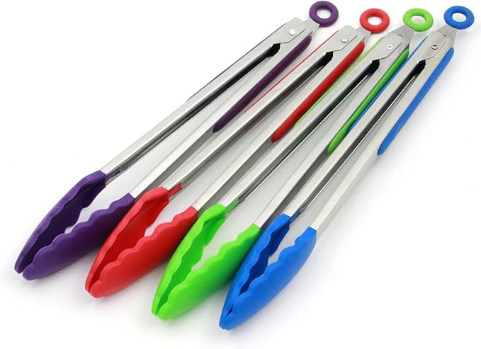 Chef Craft Premium Silicone Cooking Tongs, 12 inch, Purple