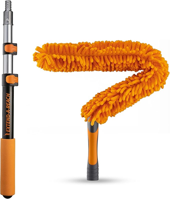 Long Handle Duster for Cleaning with Extension Pole 18-60" | Extendable Microfiber Duster // Washable, Bendable, Flexible Ceiling Fan Cleaner Duster // Cleaning Tool for High Ceilings