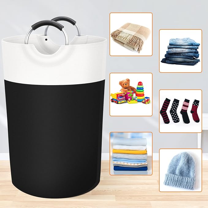 BlissTotes Laundry Basket, Laundry Hamper, Collapsible Laundry Baskets, Dirty Clothes Hamper, Waterproof Laundry Basket with Foam Protected Aluminum Handles for College Dorm, Family 115L (Black) | Collapsible Dirty Clothes Hamper, Foldable Laundry Bag ...
