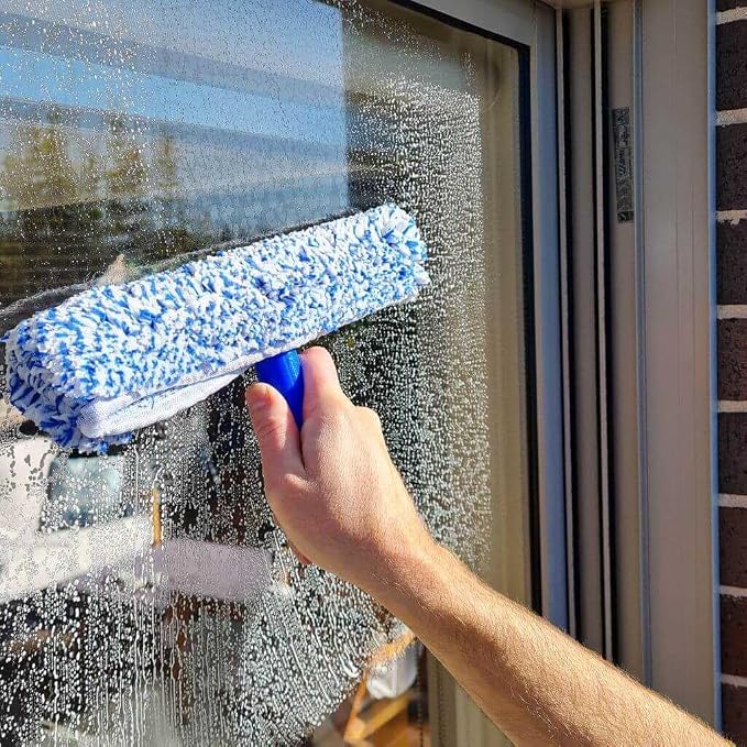 Squeegee & Window Washer Combo - Professional Grade Cleaning Tool for Sparkling Windows, Glass, and Surfaces - Ergonomic Design for Effortless Cleaning
