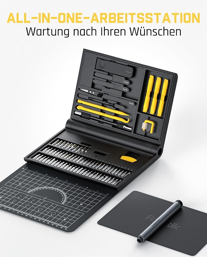 Fanttik Precision Electric Screwdriver Kit E1 NEX Workstation | 64 Magnetic Bits, 12 Types Fix Tools, 0.05/0.2 N.m, Magnetic Storage, Repair Tool for Phone Laptop Watch Electronics