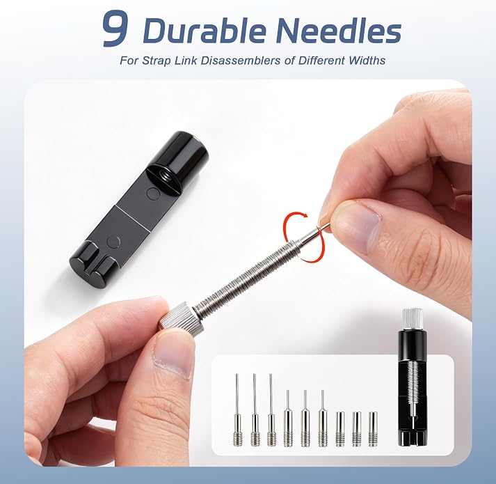 Jorest Watch Link Removal Tool, Watch Band Tool Kit, Tool for Watch Bracelet Adjustment and Replacement and Resizing, with Doubled-Ended Pin Punches，6Pcs Spare Needle, 2 Hammer-Like for Installation