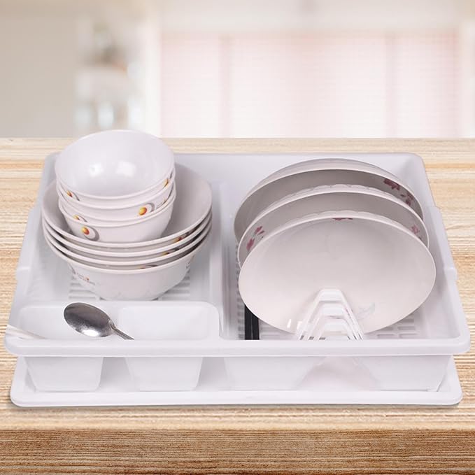 Multifunctional Dish Drainer Rack, Space Saving Plate Drying Organizer, Lightweight Function for Kitchen Countertops, Chopsticks Bowls Plates Spoons Cups Family Cooking Needs
