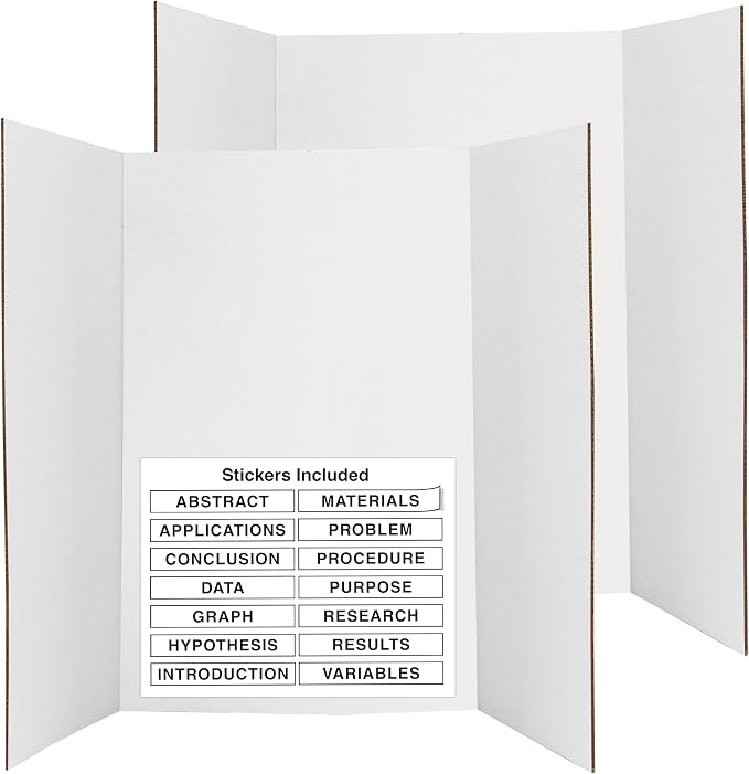 White Tri-Fold Presentation Board 28" X 40" Display Exhibition Board Lightweight and Portable with Smooth Surface Great Business presentations (Pack of 2) - By Emraw