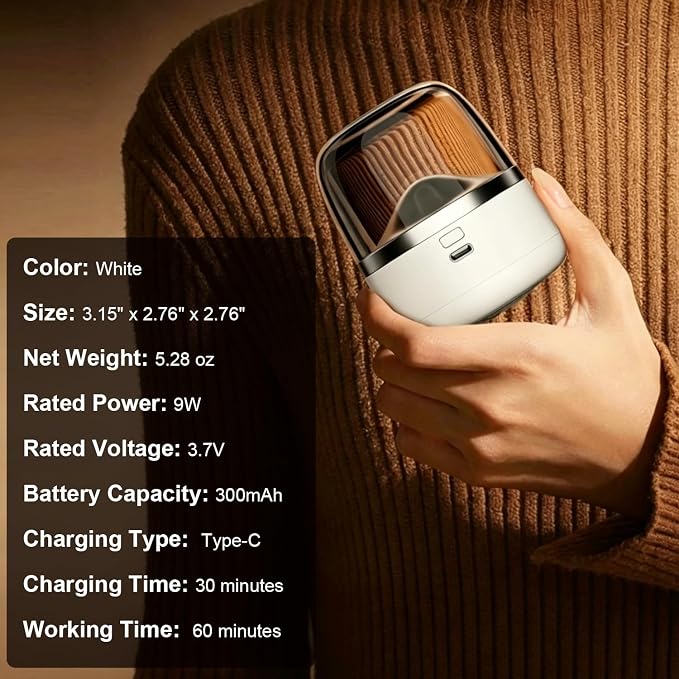 Rechargeable Electric Fabric Shaver, Portable Lint Remover & Sweater Defuzzer with 1+2 Stainless Steel Blades, Remove Pilling Safe for Clothes Couch Sofa Blanket Home and Travel