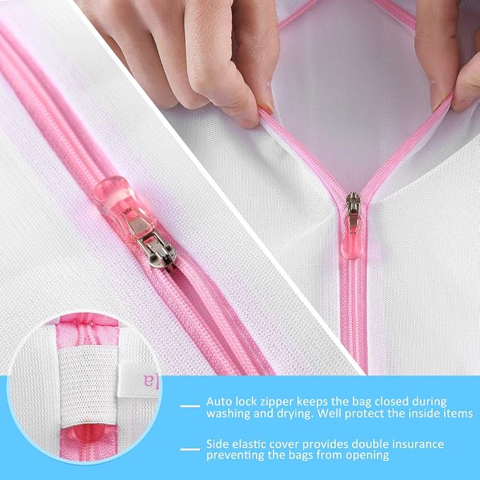 GOGOODA Mesh Laundry Bags for Delicates Durable Protective Wash Bags | Bra Wash Bag Travel Storage Bags for Intimates Lingerie, 4PCS (8 * 6.5in)