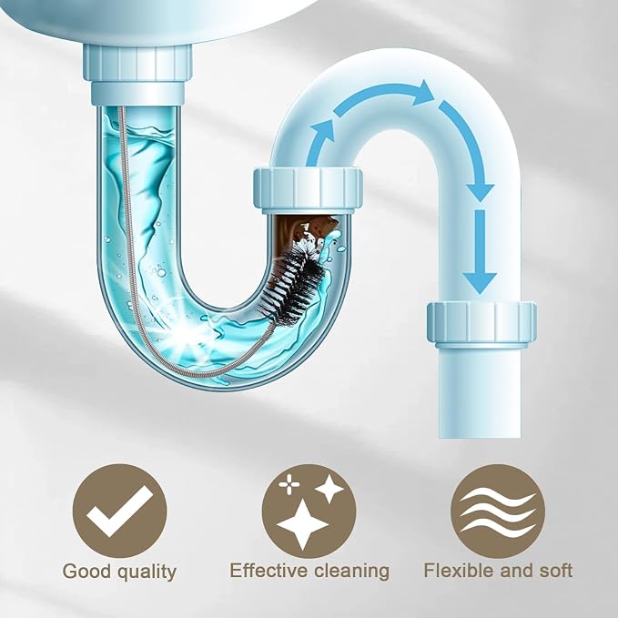 48" Flexible Pipe Brush Long Pipe Snake for Sink AC Condensate Pipe Cleaner | Flexible Pipe Cleaner Brush for Hair, Food Clog Removal Cleaner Tool