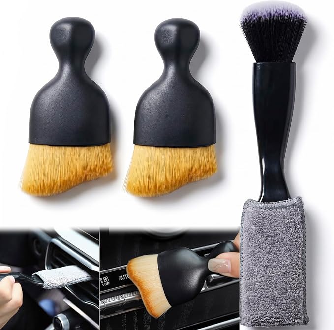 3 Pcs Exquisite Microfiber Duster Brushes, Car Detailing Brushes, Feather Duster, Efficient Dust Removal, Cleaning Tool Perfect for Computers, Keyboards, Car Interior, Photo Frames, Digital Devices