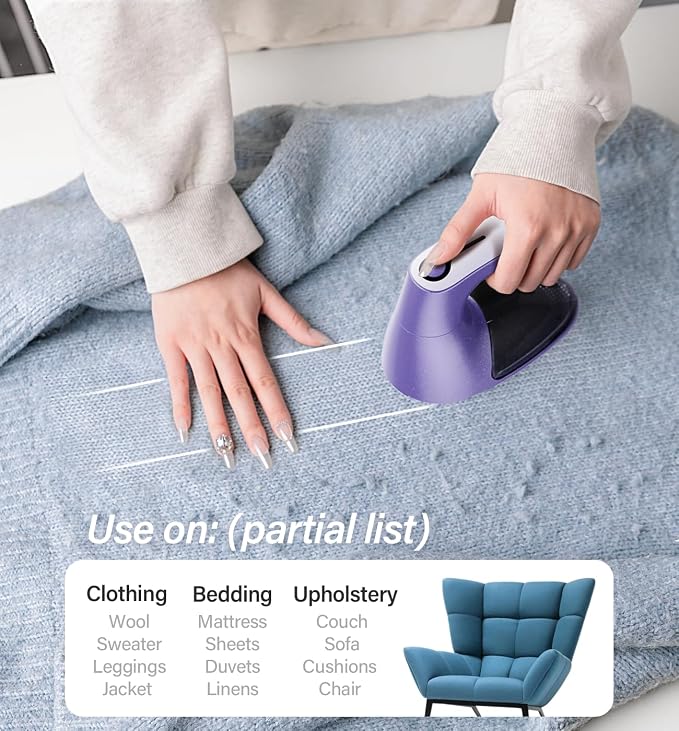 Bymore Fabric Shaver, Lint Remover for Clothes, Sweaters & Furniture,Purple