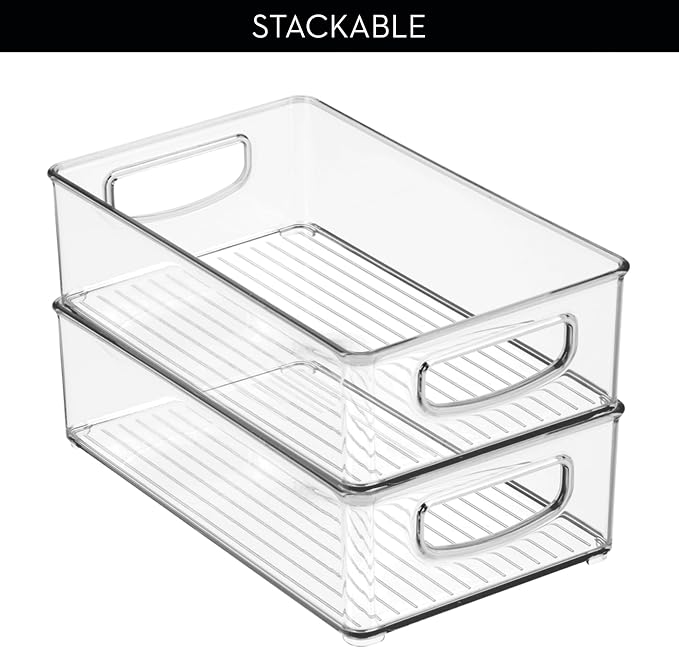 iDesign Stackable Pantry Bin with Handles, Set of 2, Clear | Kitchen Storage, Made in USA