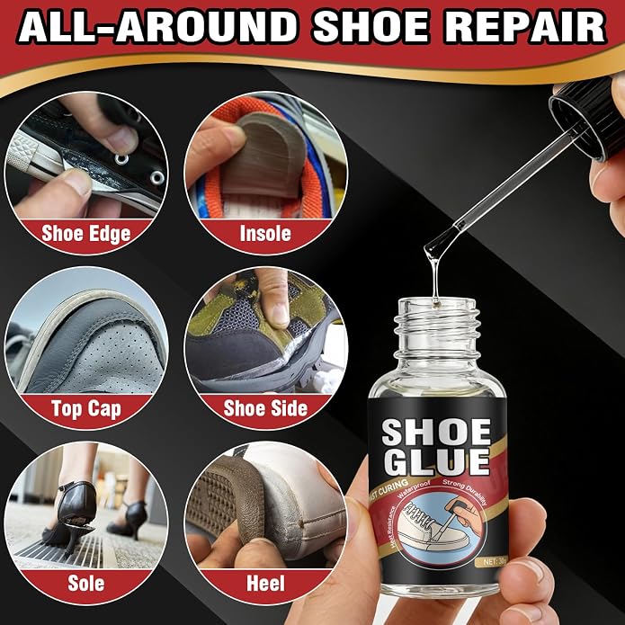 Shoe Glue, Shoe Glue Sole Repair Kit, Professional Shoe Sole Glue for Shoe and Sole Repair, Shoe Repair Glue for Boots, Sneakers, Heels, Hiking Shoes, Leather, Sneakers, Waterproof Clear Flexible