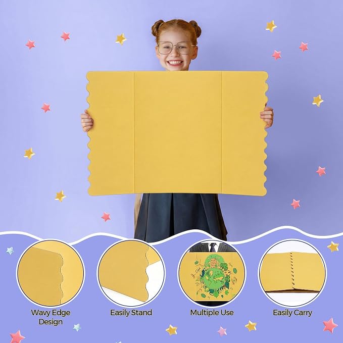 Mooliwe 4 Pack 26" X 17" Trifold Poster Board Tri Fold Poster Boards Foldable Corrugated Business Presentation Display Paper Boards for Science Fair Events, School Projects, Exhibitions