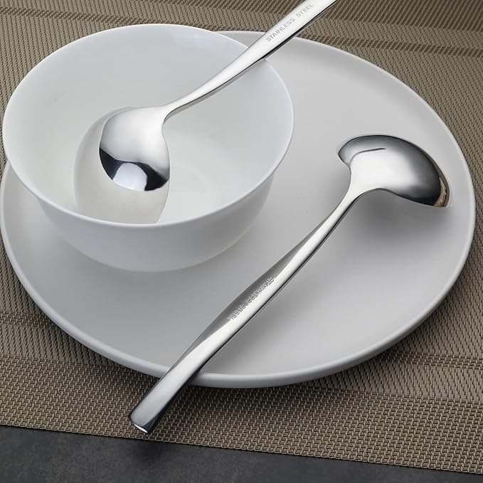 Pekky Small Soup Ladle Spoon, Stainless Steel Gravy Ladle Spoon Set, 4 Pieces