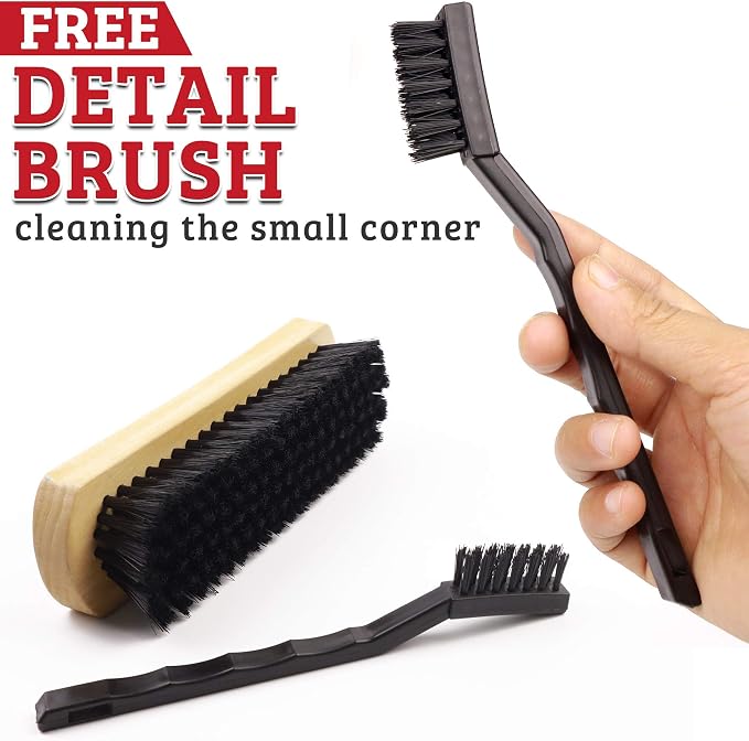TAKAVU Leather & Upholstery Cleaning Brush Set (Black) | Car Detailing Brush for Alcantara, Leather Seats, Suede, Car Interior, Sofa & Convertible Tops