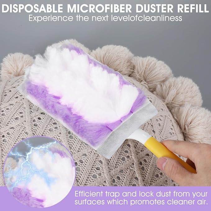 120 Pc Duster Refill,Electrostatic Disposable Duster Refill,Purple | Compatible with Duster, Bulk, Heavy Duty Dusters Refill, for Blinds, Ceiling Fans, Furniture, Multi-Surface Dusting