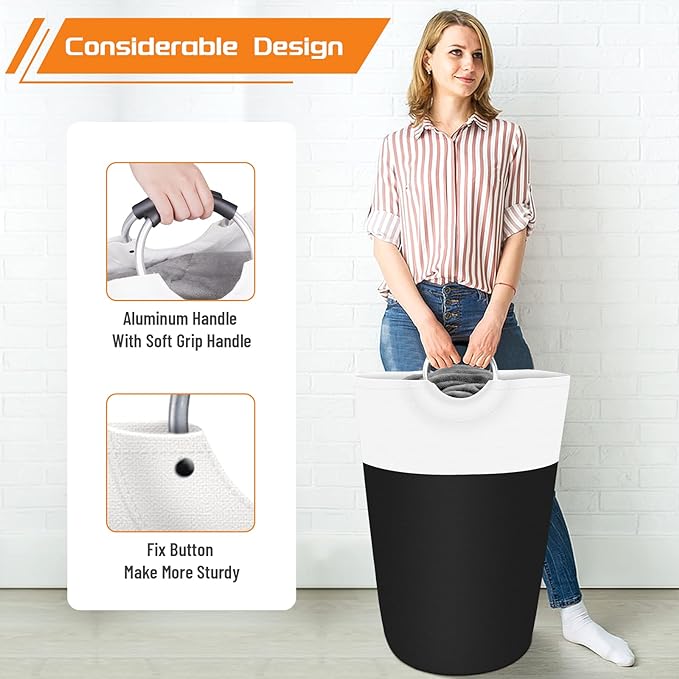 BlissTotes Laundry Basket, Laundry Hamper, Collapsible Laundry Baskets, Dirty Clothes Hamper, Waterproof Laundry Basket with Foam Protected Aluminum Handles for College Dorm, Family 115L (Black) | Collapsible Dirty Clothes Hamper, Foldable Laundry Bag ...