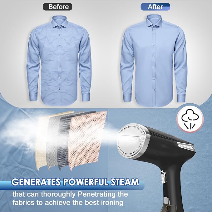 Steamer for Clothes,10s Fast Heat-up Handheld Clothes Steamer, Fast Wrinkle Remover with 300ml Tank, Garment Steamer Ideal for Most Fabrics, Easy to Use, Clothes Steamer with Brushes for Home, Travel