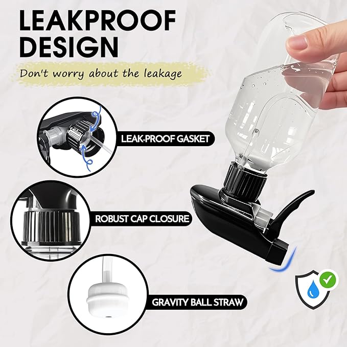 2 Packs Plastic Spray Bottles 360°Water Spray Bottle for Cleaning - 10 oz/300 ml Upside Down Spray Bottle Small Squirt Bottle with Adjustable Nozzle for Hair, Cooking, Plant, Pet (Clear + Green)