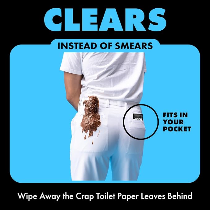 DUDE Wipes On-The-Go Unscented Travel Wipes - 2 Pack, 60 Count (Individually Wrapped) - Extra-Large Adult Flushable Wipes for Sensitive Skin - Infused with Vitamin E & Aloe - Septic and Sewer Safe