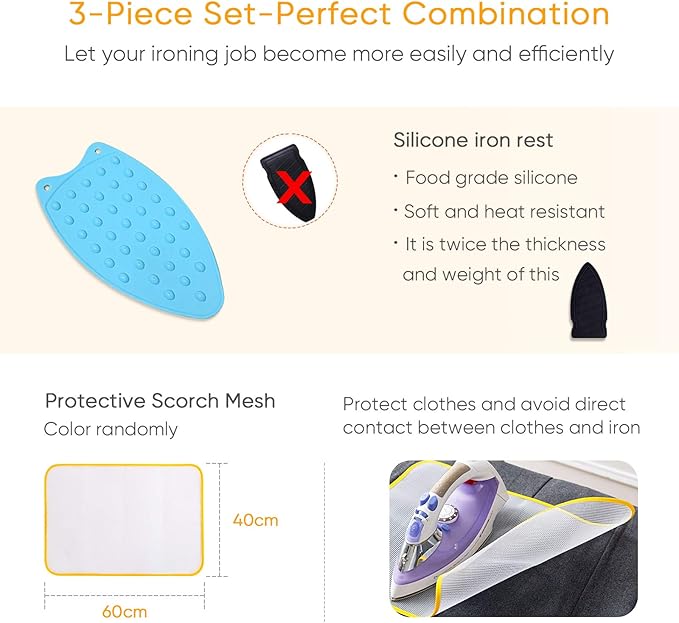 Upgraded Thick Ironing Mat,Travel Ironing Blanket Ironing Pad,Portable Double-Side Using,Heat Resistant Pad Cover for Washer,Dryer,Table Top,Countertop,Ironing Board for Small Space (53*32 inch)