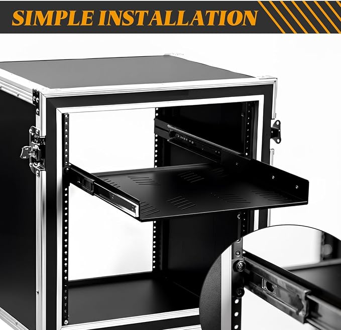 1 Pcs 1U Sliding Rack Shelf, Standard 19 Inch 4-Post Server Rack Adjustable Mounting 15-29 Inch Depth Vented Cantilever Shelf,Support up to 40 LBS Network Cabinet, AV Racks IT Equipment