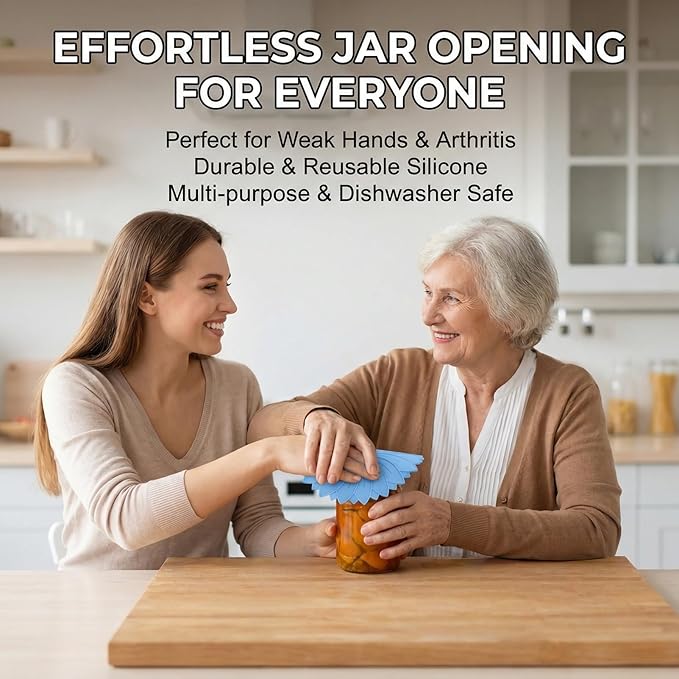 4 Pack Silicone Jar Opener Gripper Pads, Non-Slip Grippers for Opening Jars, Easy-Twist Jar Openers for Weak Hands and Seniors, Dishwasher Safe, Heat Resistant (Neutral Colors)