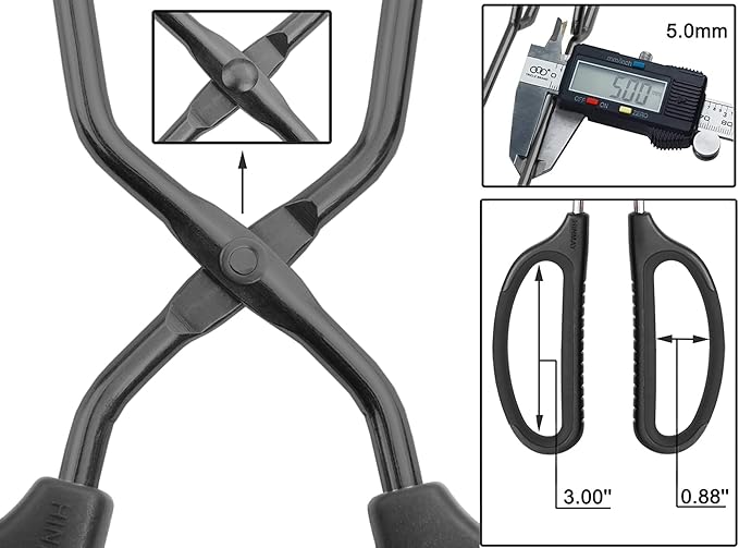 HINMAY 10" 12" 16" Stainless Steel Kitchen Tongs Set, Non-Slip Comfortable Grip Scissor Tongs for Cooking, Grilling & Serving, Set of 3