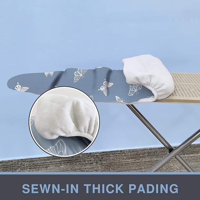 VividPaw Ironing Board Cover and Pad 18x49, Extra Wide, Thick Padding, Elastic Edge, Silicone Coated, Resist Scorching, Heavy Duty Iron Board Covers (Butterfly, 18" x 49")