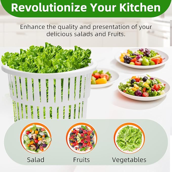 5 Gallon Commercial Salad Spinner and Dryer | Large Manual Vegetable Washer & Greens Dryer with Drain Tube, Heavy-Duty & FDA Listed for Restaurant, Home, Farm Use