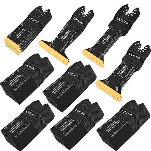 110 Pcs Oscillating Tool Blades Extra Long & Wide Titanium Multitool Blades for Wood Metal Oscillating Saw Blade with Storage Bag Compatible with DeWalt Milwaukee Dremel Makita and More