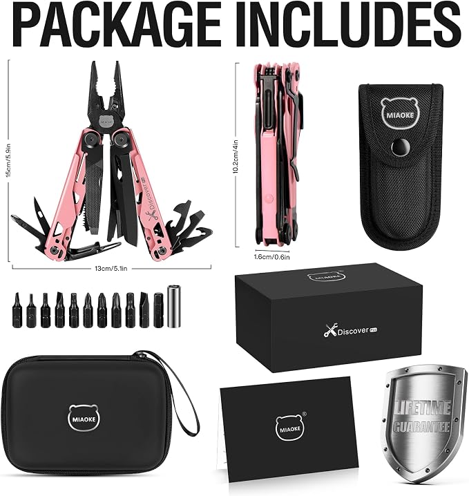23 in 1 Multitool with Premium Gift Box, Cool Gadgets for Men (Coral Pink) | Include Screwdrivers Saw Screwdrivers Bottle Opener Pliers Camping Knife, Best Gift for Boyfriend Son Dad Him Husband