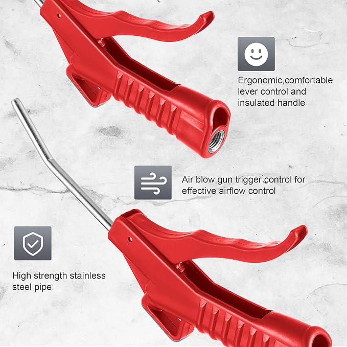 Honoson 16 Pcs Air Nozzle Blower Gun Pistol Grip Air Blow Tool Compressor Accessories for Industrial Household Mechanics (Red)