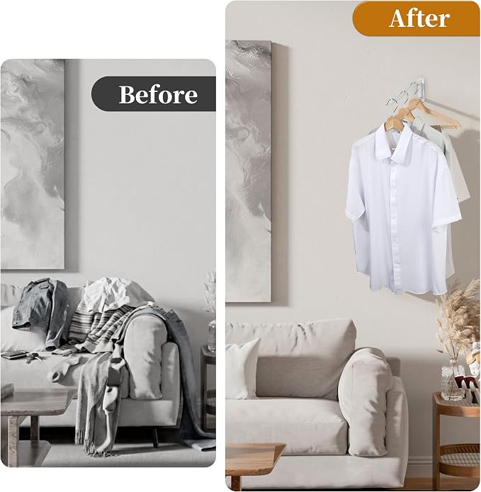 Alise Swing Clothes Hanger Rack,Swivel Garment Hanger Wall Mount,White,1P | Clothes Bar-Hanger Holder Hooks Heavy Duty Folding Drying Rack Space Saving Clothing Hanging System Closet Storage Organizer